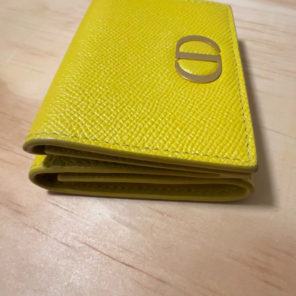 Dior Yellow Leather Compact Wallet - Picture 2 of 7